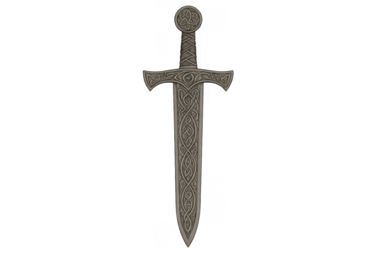 Ancient celtic knot sword with medieval handle