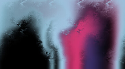 Abstract Texture with Polygonal Mesh Overlay in Blue, Pink, and Black Gradient Design © SHEULIKAJIM