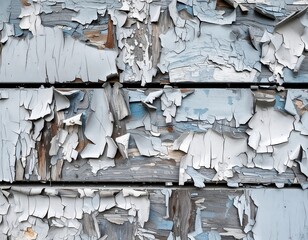 Peeling paint on weathered wooden planks