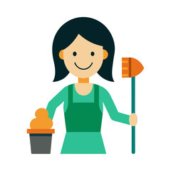 girl with home cleaning elements