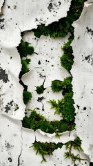Peeling paint with moss