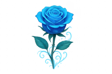 Blue rose illustration with fantasy floral design