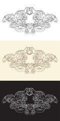 Bundle of three floral vintage ornaments vector design element