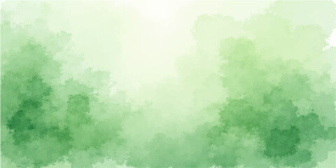 Abstract blue sky texture with sunlight on a foggy green forest watercolour background