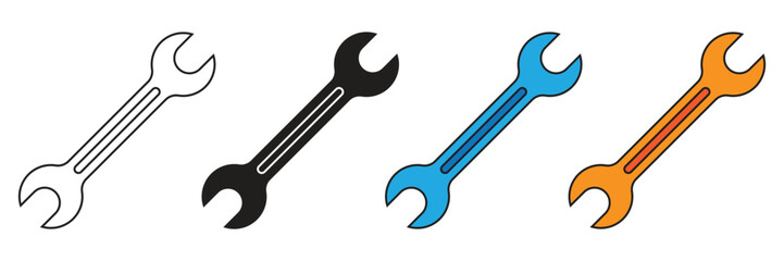 Wrench vector icon set. Wrench flat design icon vector