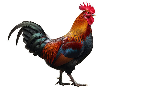 Majestic Rooster Illustration on White Background