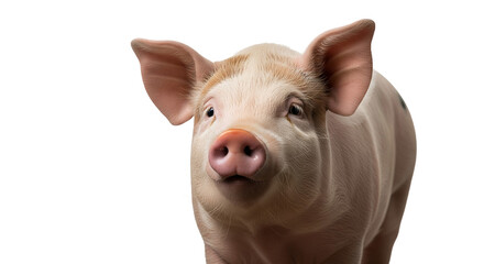 Fototapeta premium Portrait of a Pig on White Background, Farm Animal Close Up