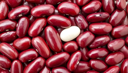 Red kidney beans, one white bean