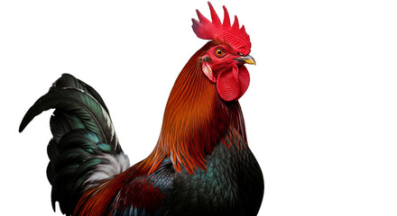 Portrait of a Vibrant Rooster with Colorful Feathers on a Gradiant Background