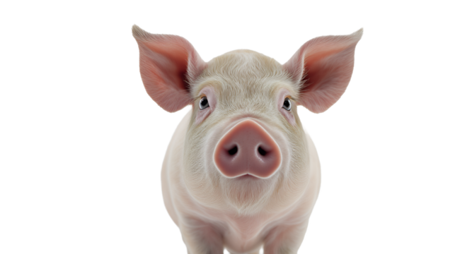 Portrait of a Pig on White Background