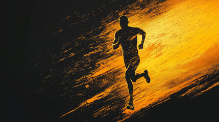 Running Figure. A dynamic silhouette of a runner in motion. Fitness, logo, activity