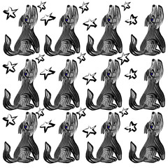 Wolves Howling Among Stars Pattern