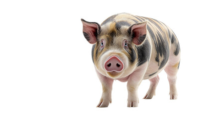 Striped Pig on White Background, Livestock, Animal Portrait, Farm Animals, Piggy