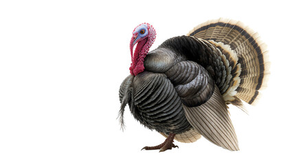 Turkey on White Background Wild Bird, Isolated Animal Concept