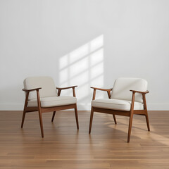 two chairs and table in a room