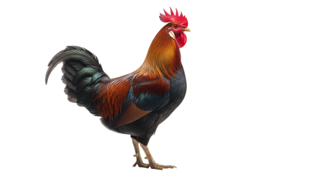 Vibrant Rooster Isolated on White Background