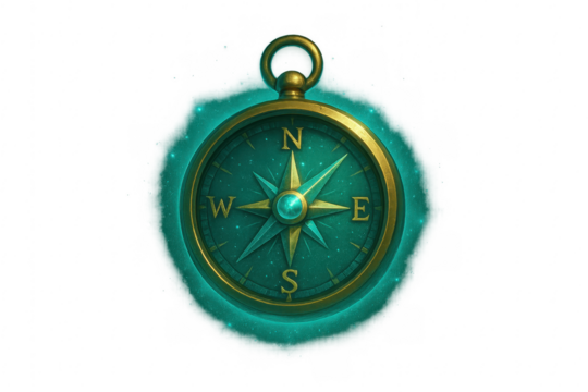 Magical glowing compass guiding adventure and discovery