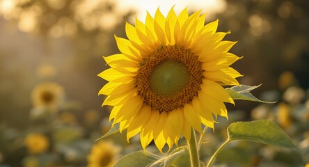 Obraz premium Close-up of a Vibrant Sunflower in Sunlight