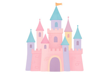Fototapeta premium Princess fantasy magic kingdom castle cartoon with transparent background