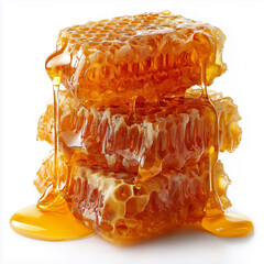 
Honeycomb with dripping honey, isolated on a white background
