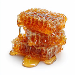 
Honeycomb with dripping honey, isolated on a white background
