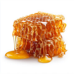 
Honeycomb with dripping honey, isolated on a white background
