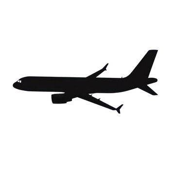 AI Image Black silhouette of a passenger airplane soaring into the unknown dark skies creating a