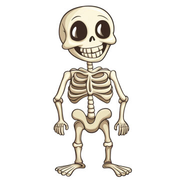 AI Image: A whimsical skeleton stands against a stark backdrop, a lighthearted depiction of