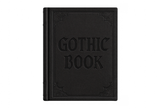 Black gothic book with embossed cover design