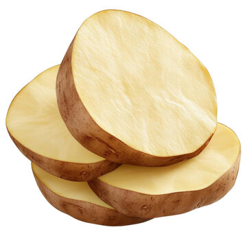 AI Image A stack of fresh potato slices with a minimalist background, showcasing the raw texture
