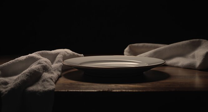 Minimalist table setting with plate and linen