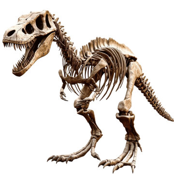 AI Image A Paleontological Depiction of a Tyrannosaurus Rex Skeleton Against a Dark Backdrop