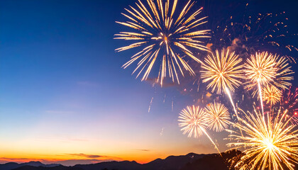 Bright fireworks light up the night sky in vivid colors, symbolizing celebration, joy, and festivity.