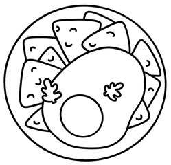 Chilaquiles | Mexican Food | Black and White | Outline 