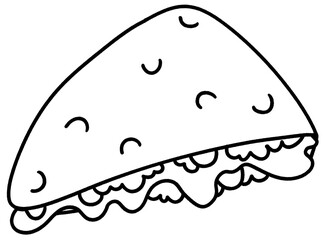 Quesadilla | Mexican Food | Street Food | Cheese | Black and White | Outline 
