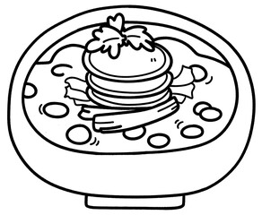 Pozole | Mexican Food | Cuisine | Black and White | Outline 