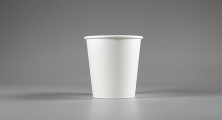 White Paper Cup on Gray Background