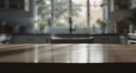 Wooden Table Surface in a Kitchen Setting
