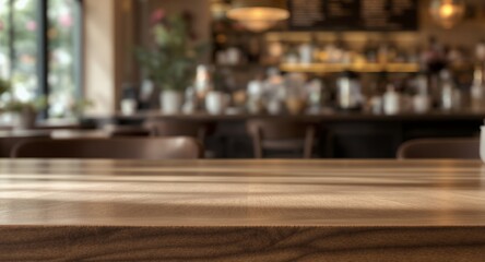 Wooden Table with Blurred Background for Product Display or Showcase