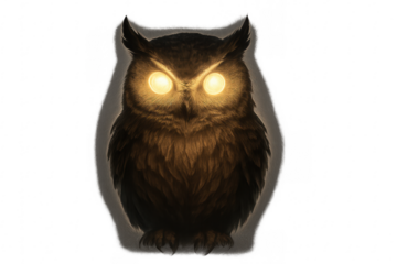 Owl with glowing eyes illustrating nocturnal wisdom and mystery