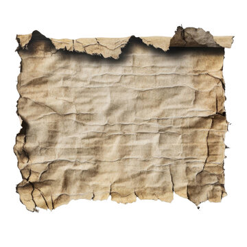 AI Image An antiqued, crinkled parchment with tattered edges on an dark backdrop creates a feeling