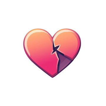 AI Image Pink and purple colored fractured heart symbol radiating on stark black background,