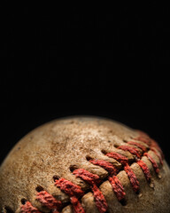 Closeup of dirty vintage baseball