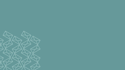 Clean, minimalist vector background in muted teal color. Features a subtle, repeating pattern of interlocking envelope outlines concentrated in the bottom-left corner, leaving ample copy space