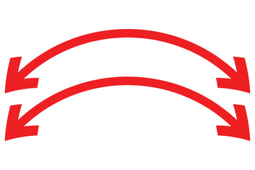 Double Sided wave curved long Arrow icon, two sided wave long arrow icon, double curved arrow icon, vector illustration.