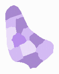 Barbados dotted map. Digital style map of the country on white background. Barbados shape with circle dots. Colored dots style. Small size circles. Stylish vector illustration.