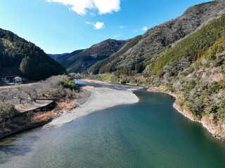 高知県越知町　仁淀川と片岡沈下橋