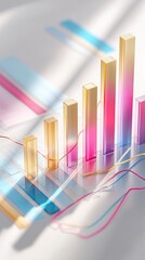 Abstract Finance Dashboard with Multicolored Bar and Line Charts