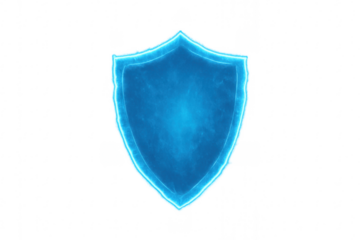 Glowing blue shield protecting digital data security