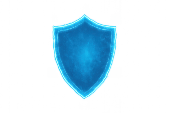 Glowing blue shield protecting digital data security